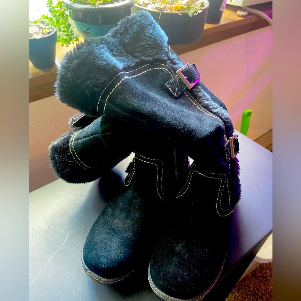 Beartrap zip-up boots faux fur top